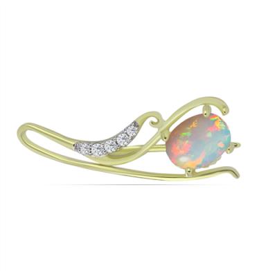 BUY 925 SILVER BROOCH WITH ETHIOPIAN OPAL GEMSTONE GOLD PLATED 